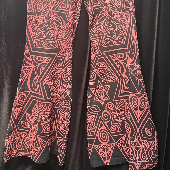 Black and red Merkaba Divinitree bell bottom festival pants - Picture 9 of 10